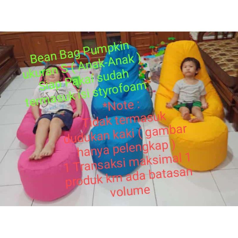 BeanBag Pumpkin Small PLUS isi styrofoam u/ Anak2 bhnTaslan Waterproof empuk dan nyaman