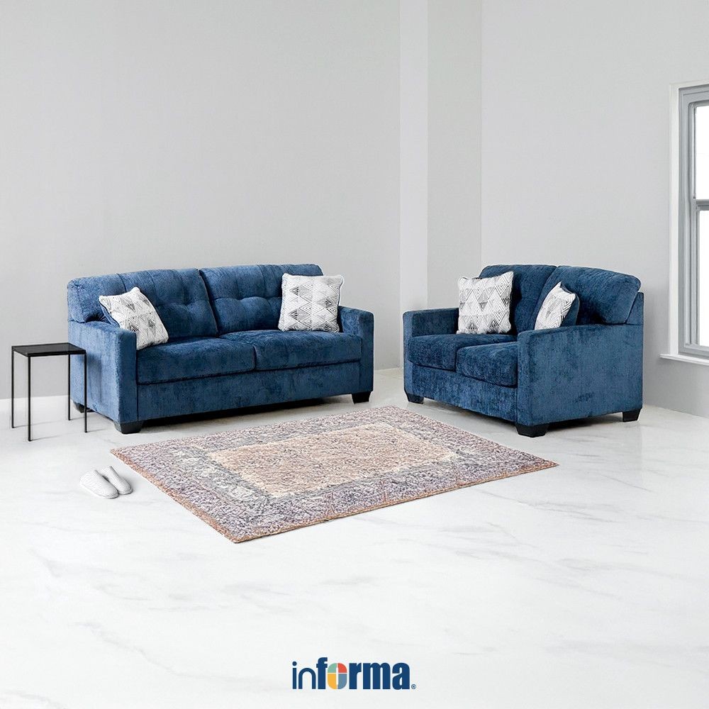Informa Ashley Mahoney-2 Sofa Fabric 2 & 3 Seater - Biru Navy Sofa Ruang Tamu Kursi Sofa Sofa Minima