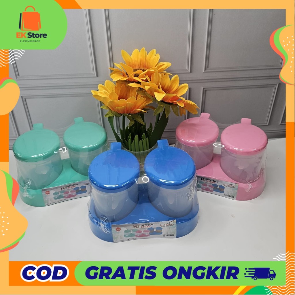 EK Tempat bumbu dapur isi 2 set // wadah bumbu dapur plastik // tempat bumbu masak