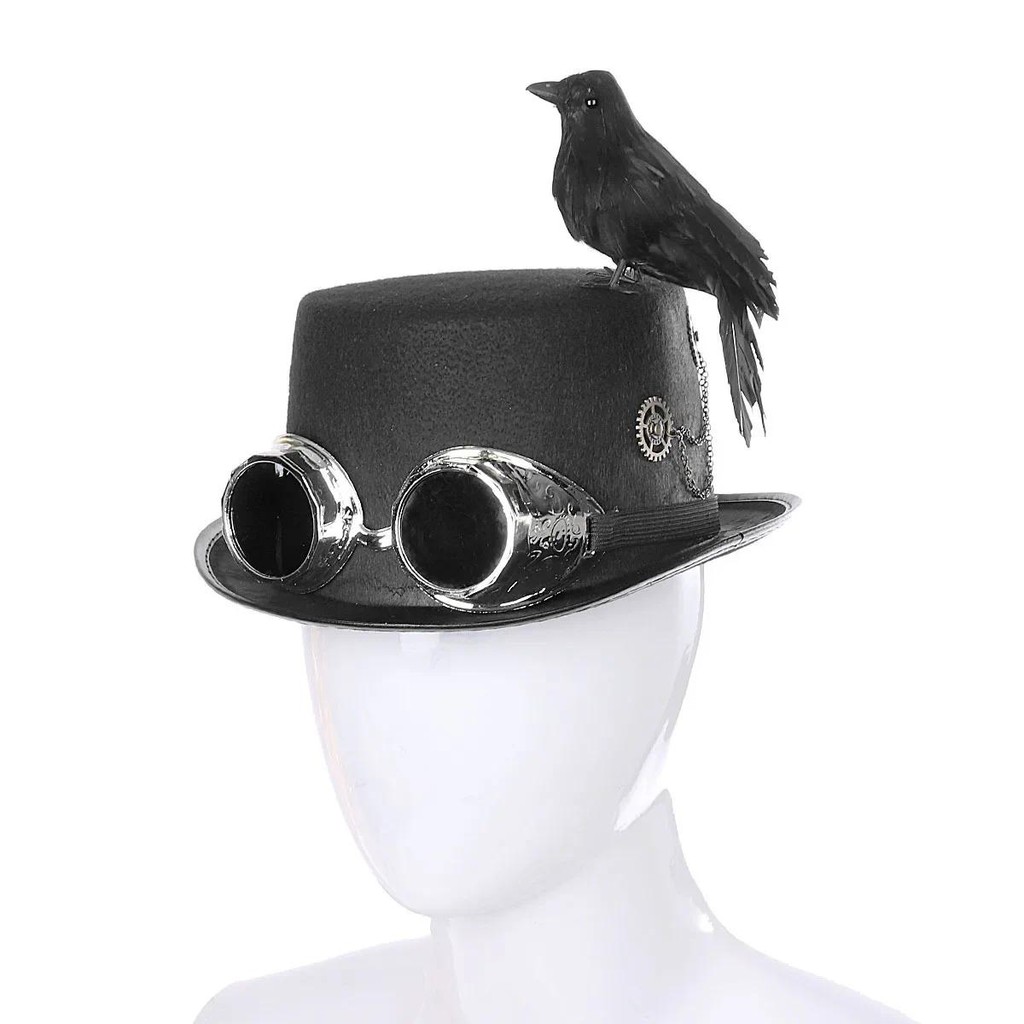Gothic Steam Punk Crow Hat Street Perform Retro Jazz Hat Party Dance Performance Gentleman Formal Ha