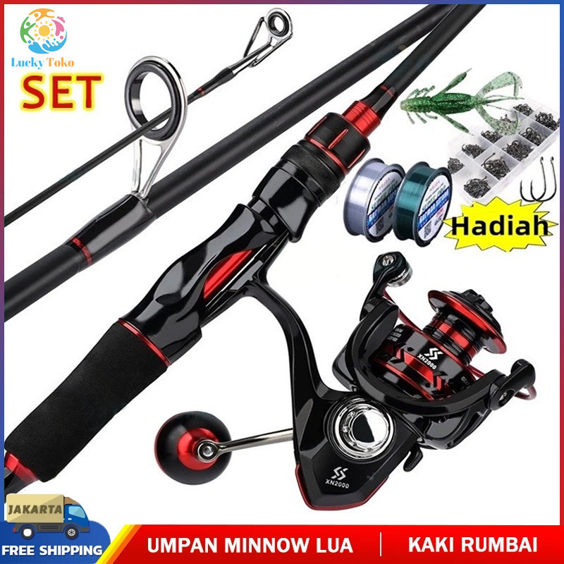 gitata980  Sougayilang joran pancing 1.8m/2.1m 2 bagian pancing reel 2000 3000 4000 5000 6000 7000 j