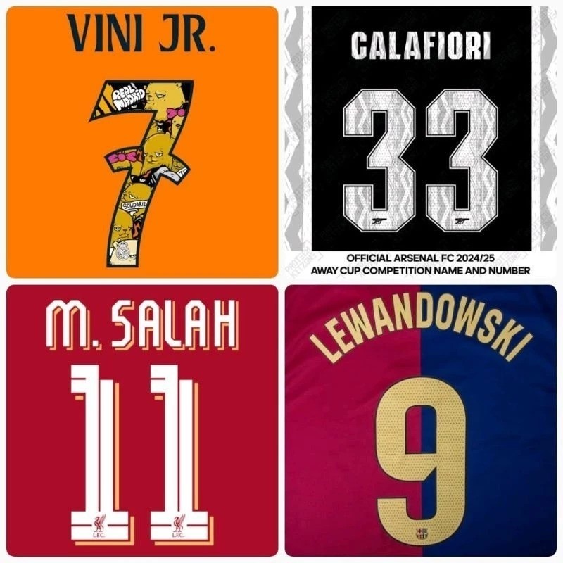 (TIDAK COD) PASANG NAMESET / CUSTOME NAME PRINTING NOMOR PUNGGUNG FONT OFFICIAL JERSEY BOLA/ JERSEY 