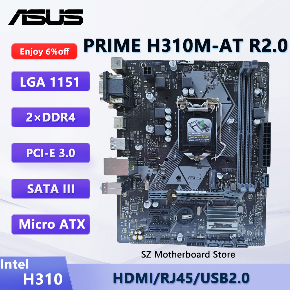ASUS PRIME H310M-AT R2.0 H310 LGA 1151 Motherboard support i5-9400F i3-9100F i7-8700 i5-8500 CPU DDR
