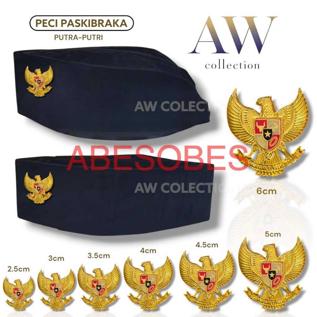 Peci songkok Pakibra / songkok paskibraka putra putri & pin garuda timbul