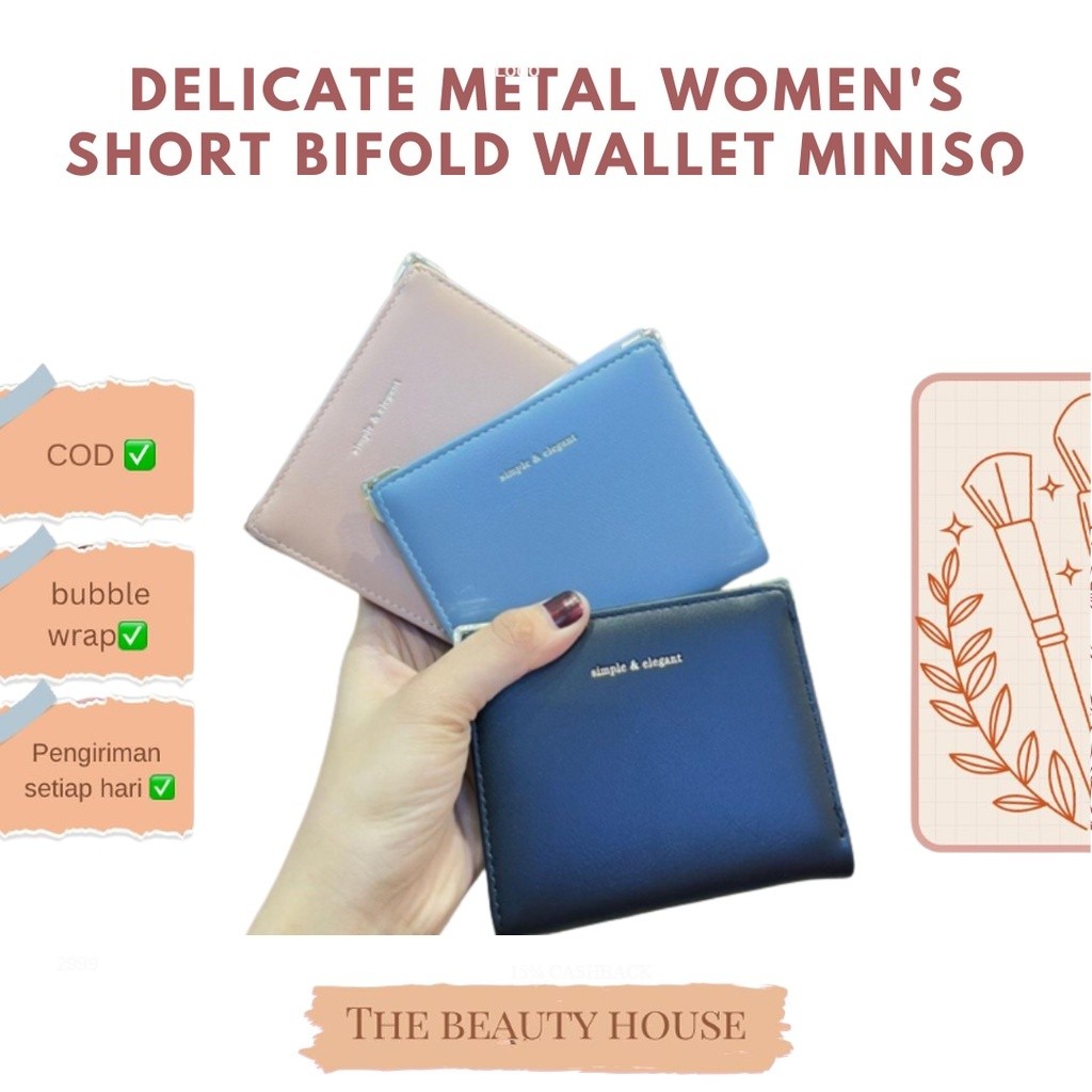 DELICATE METAL WOMEN'S SHORT BIFOLD WALLET MINISO DOMPET WANITA