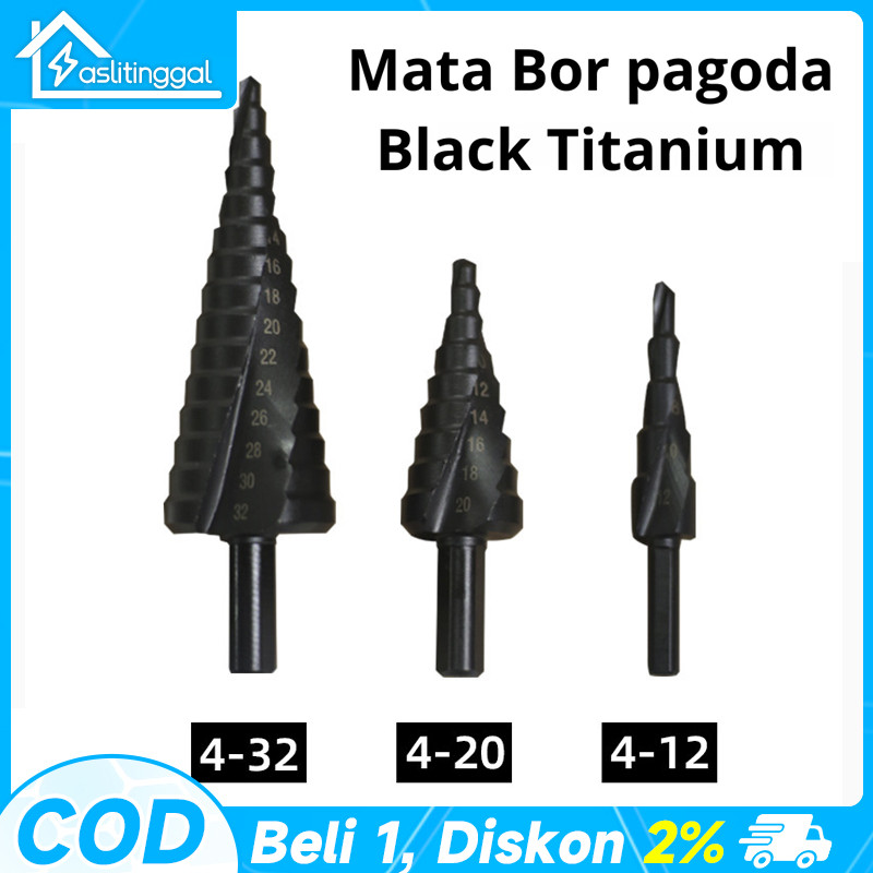 Mata Bor Pagoda 4-32MM Mata Bor Untuk Baja Keras Pagoda Titanium Mata Bor Besi Baja Black Titanium