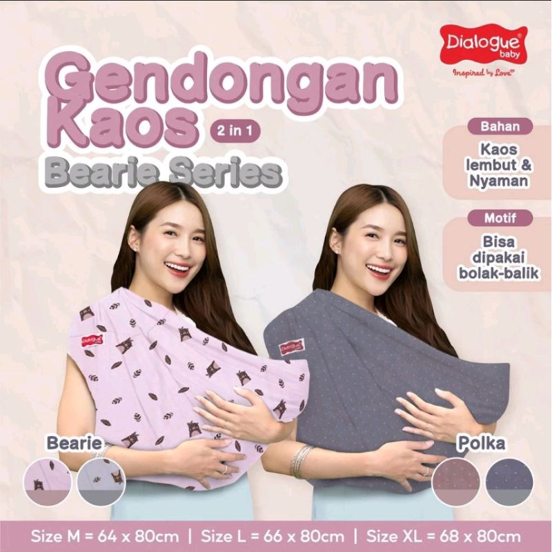 Gendongan Kaos Dialogue Baby 2in1 Bearie Series