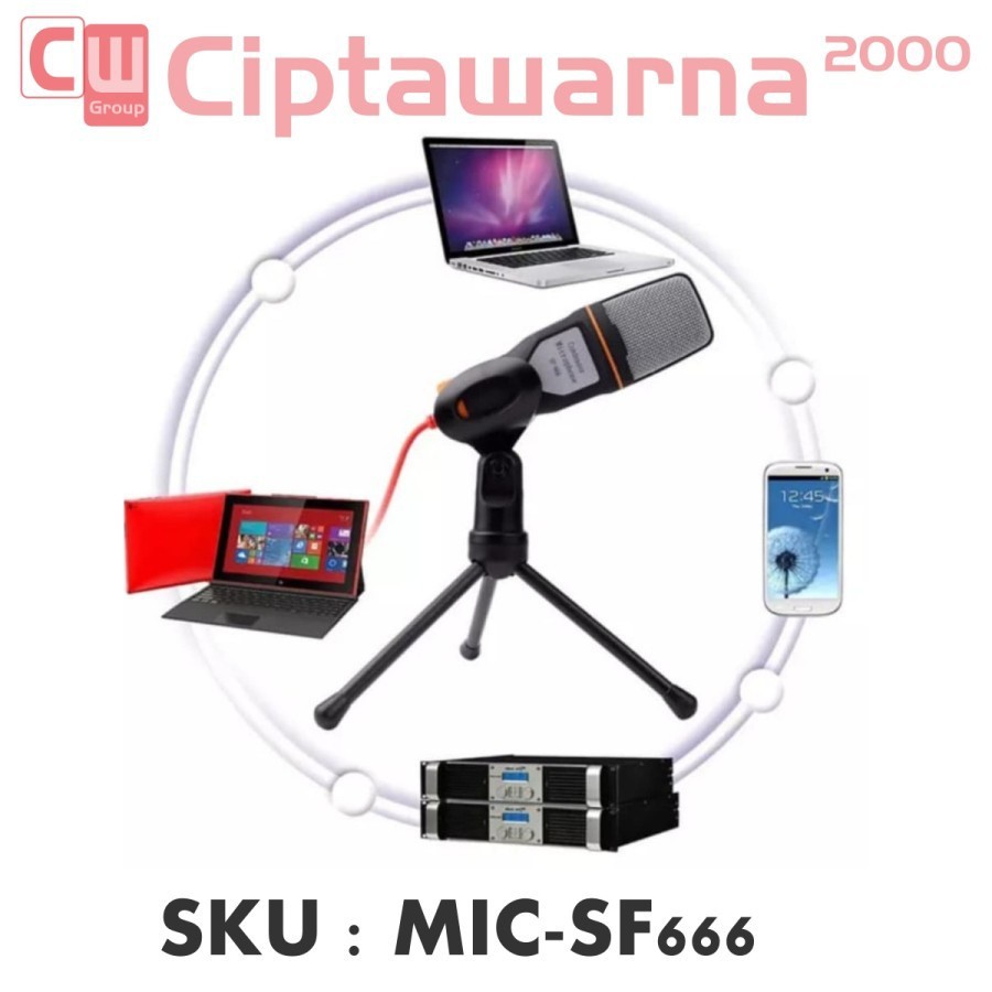 Microphone studio condenser + stand mic mikrofon for computer laptop - CW2K