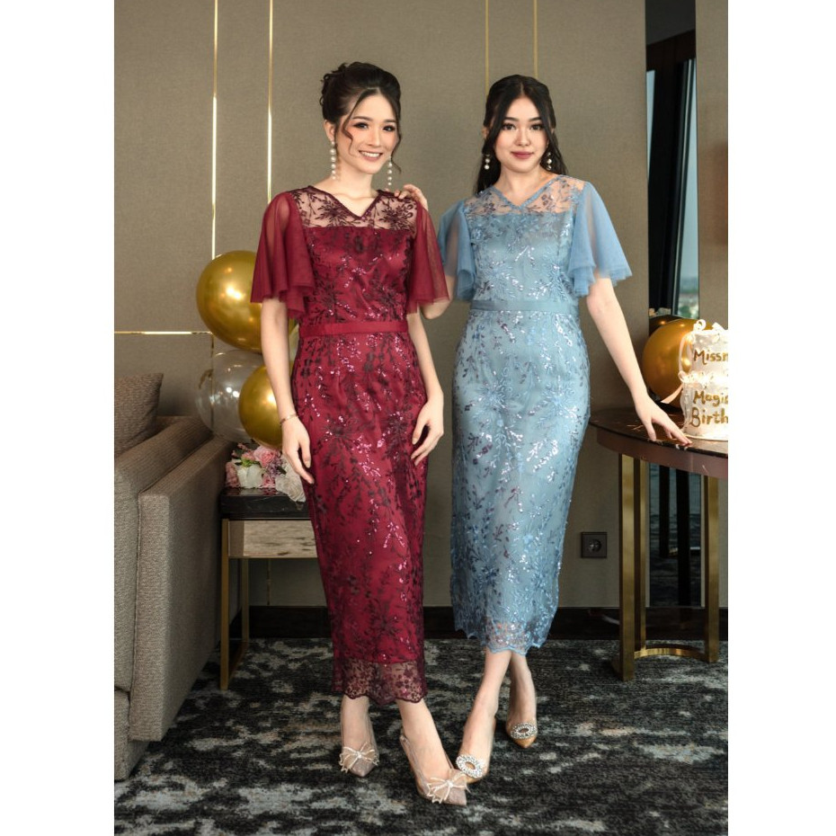 Miss Nomi Renee Dress Pesta Mewah Bodycon Gaun Kondangan Brukat Bridesmaid