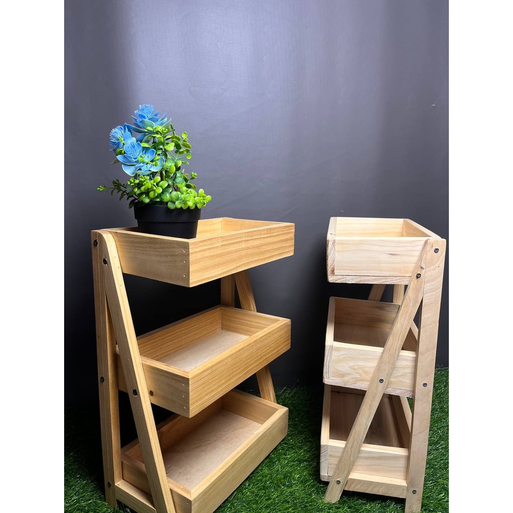 Rak Bawang Susun KAYU JATI Gratis Stiker Tempat Telur Bumbu Dapur Unik Aesthetic Kualitas Premium