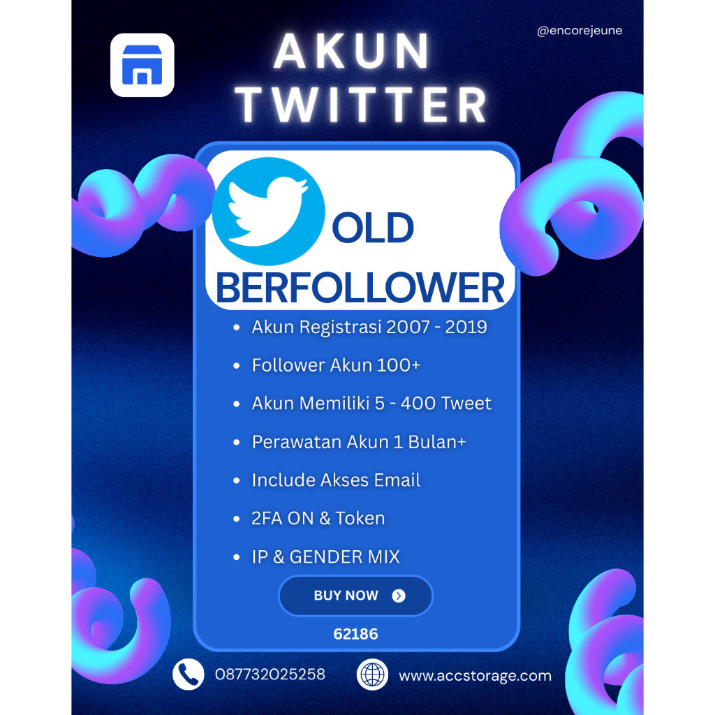 Akun Twitter | Twitter Tua | Twitter OLD | 2007-2019 | PVA | Include Akses Email | 2FA | Token | No 