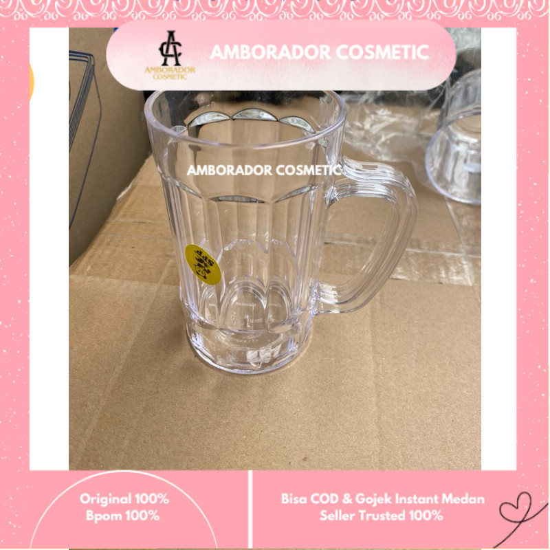 MH - 6pc Gelas Bir Atom Mika Cangkir Plastik Bening Besar Tempat Kopi Teh