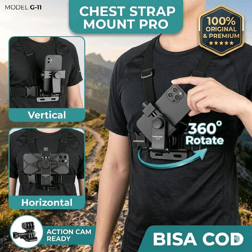 Chest Strap Harness Dada GoPro Smartphone Holder HP Action Cam Body Belt Dada Vlog Motor Sepeda Tour
