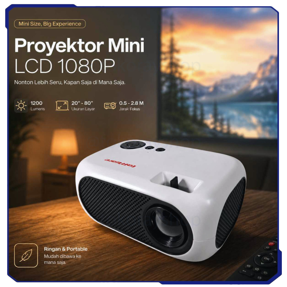 Proyektor Mini LCD Full HD 1080P 1200 Lumen Home Theater - M24