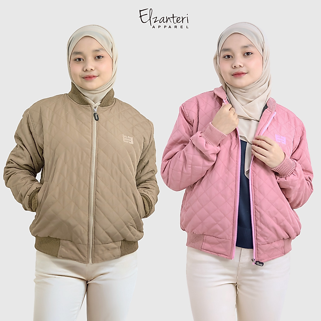 Elzanteri Apparrel Lorica Jaket Bomber Wanita Lorica Bahan Tebal Lengan Panjang