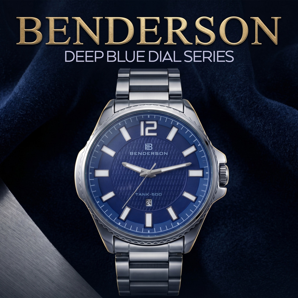 BENDERSON 1184M JAM TANGAN PRIA ELEGAN KASUAL MEWAH BLUE SERIES 3 ATM WATER RESISTANT FREE BOX