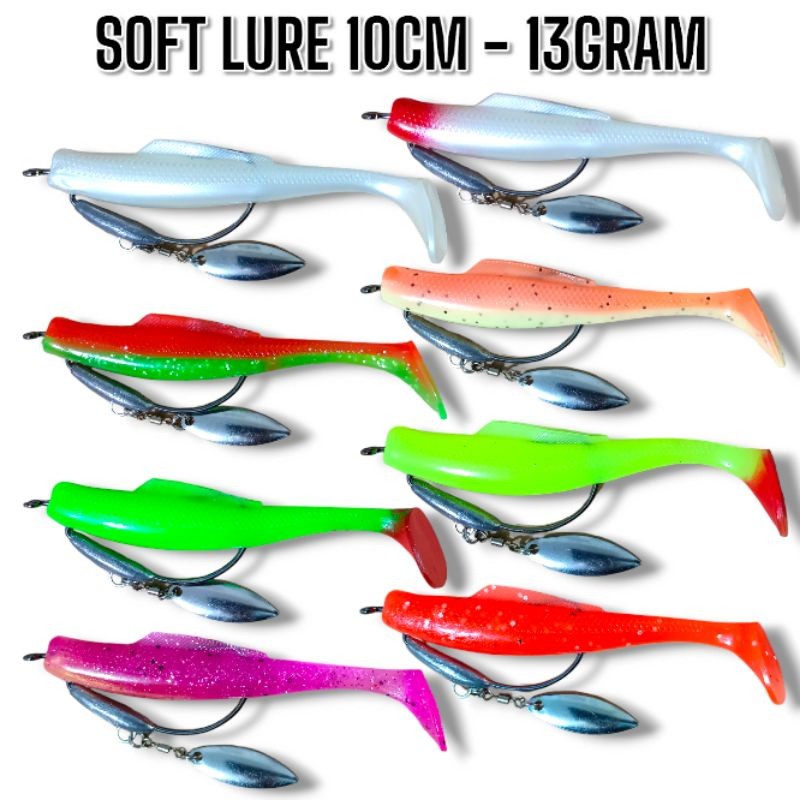 SOFT LURE 10CM . HOOK 4/0 PAKAI BLADE . BERAT 13GRAM