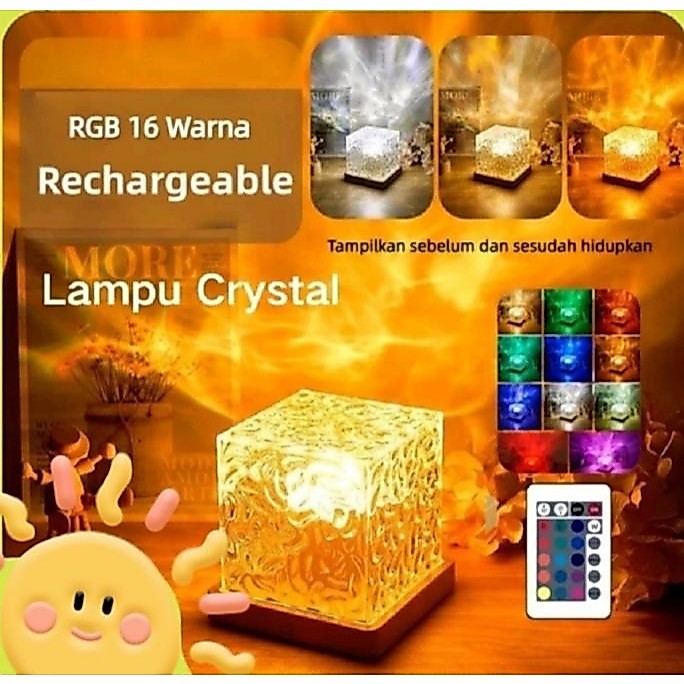 Lampu Crystal Meja 16 Warna Sentuh Adjustable RGB Lampu Lampu Tidur Romantis Lampu Hias
