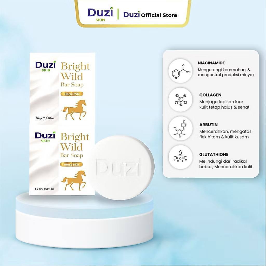 Duzi Skin - 3 Box Sabun Susu Kuda Bright Wild Sabun Batang untuk Kulit Cerah, Lembut & Ternutrisi 50