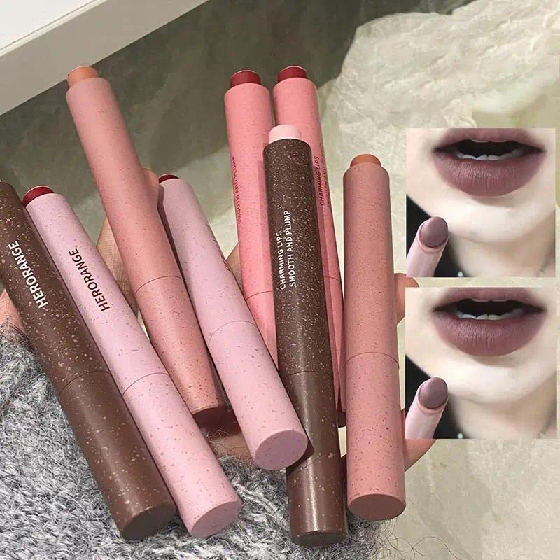 HERORANGE Lipstik Matte Merah Seksi, Kosmetik Lipstik Tahan Air, Lip Gloss Anti Lengket, Lipstik Nud