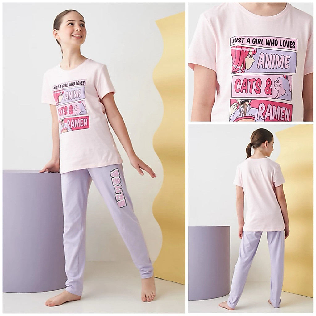 MAX SALE, 2 Piece Anime Pink Pyjamas