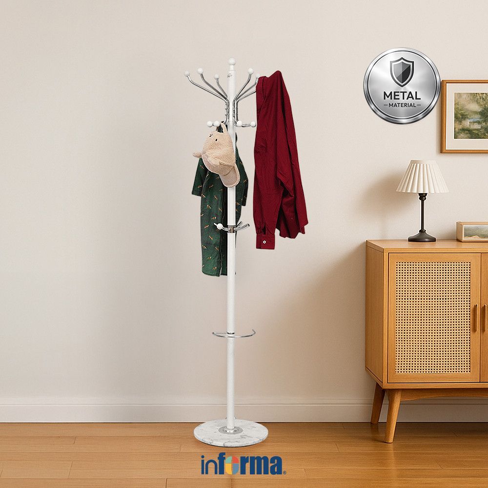 Informa Gantungan Pakaian Metal 38x38x182 cm - Putih Hanger Baju Clothes Hanger Gantungan Lemari Org
