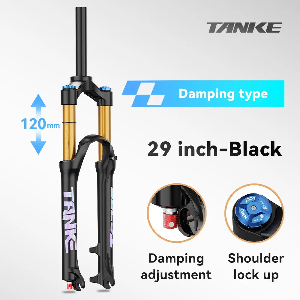Suspensi Depan Sepeda TANKE Air Fork Rebound Adjustable MTB 26/27.5/29 Inch 120mm Travel Quick Relea