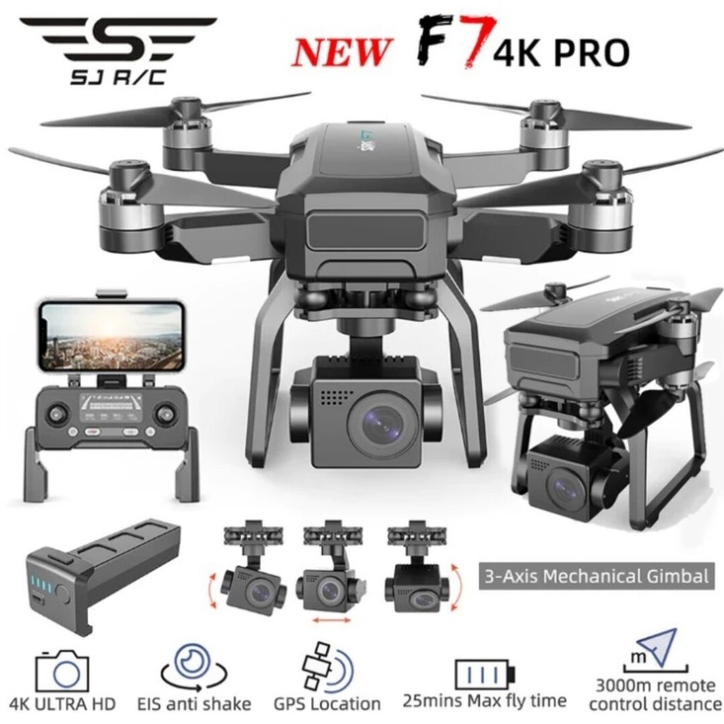 PROMO Drone SJRC F7 Pro GPS Drone 4K Dual HD Camera
3 Axis Gimbal - Drone GPS gimbal anti nabrak dua
