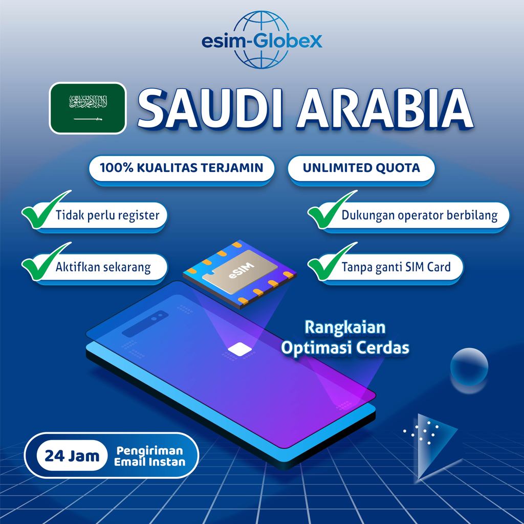 GlobeX eSIM Umroh Saudi Arabia Kuota Unlimited Data Internet | eSIM Umroh Arab Saudi Quota Extra | e