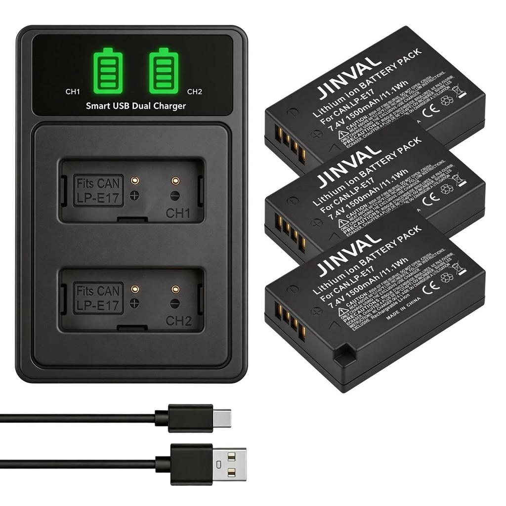 LP-E17 1500mAh Camera Li-ion Battery LPE17+PD 20W Fast Dual Charger for Canon EOS 200D 250D 750D 760