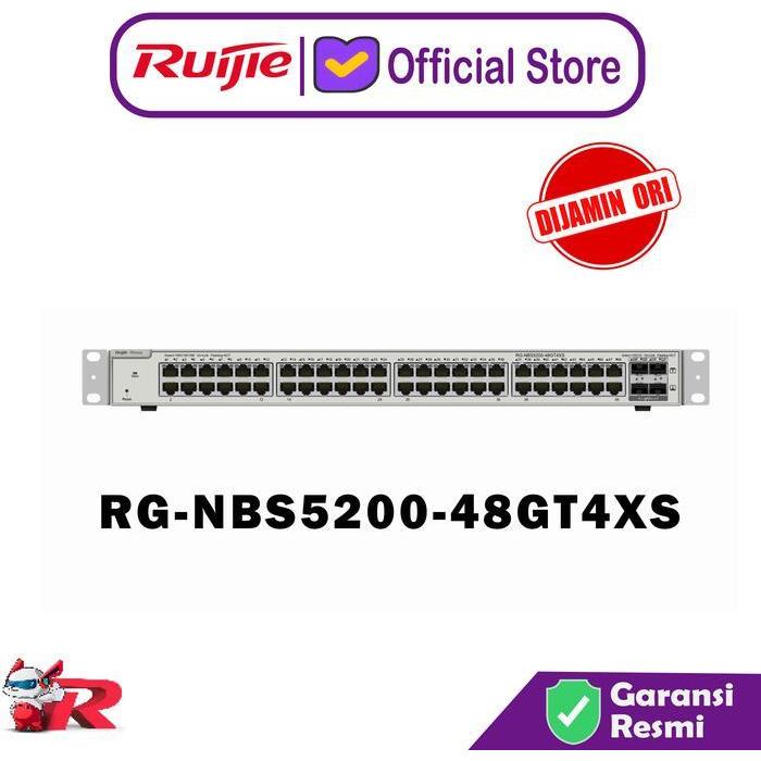 Ruijie RG-NBS5200-48GT4XS, 48-port Gigabit Layer 3 Non-PoE Switch, 4 SFP+ Uplink