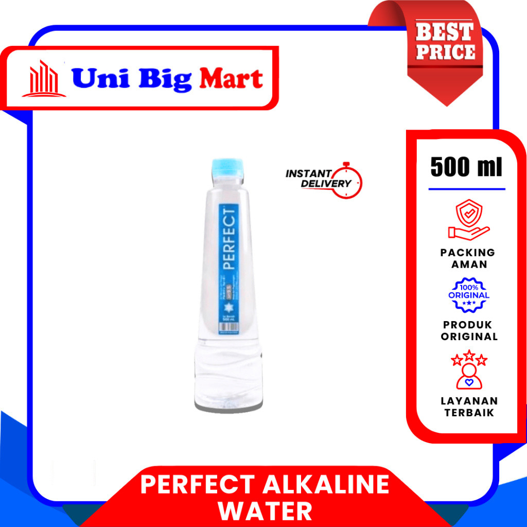 PERFECT AIR MINUM ALKALINE WATER PH 9.5 AIR ALKALINE PH TINGGI |AIR MINUM SEHAT  BOTOL ECER ~500 ml
