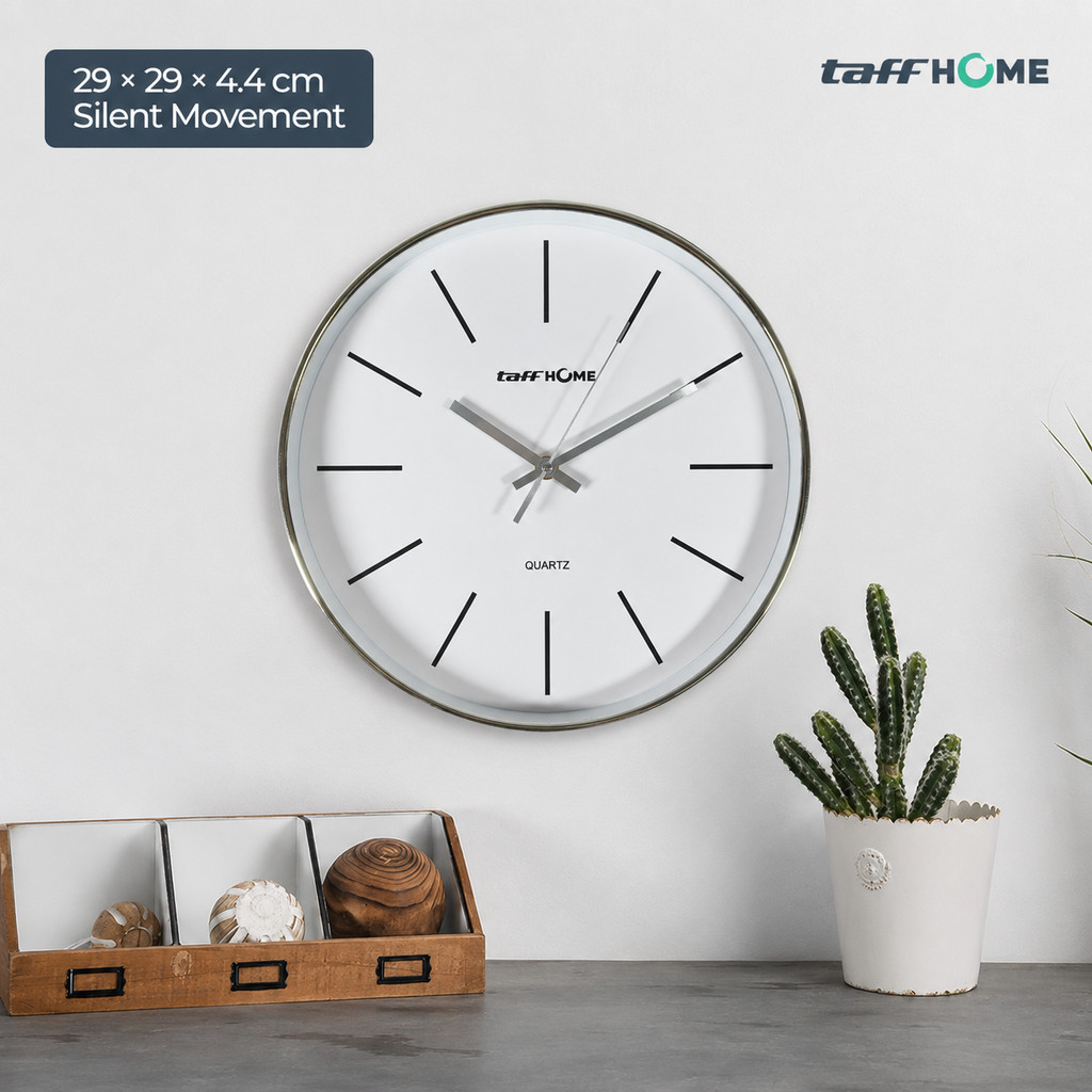 TaffHOME Jam Dinding Bulat Silent Movement Quartz Model Modern 29cm - H6589 -001