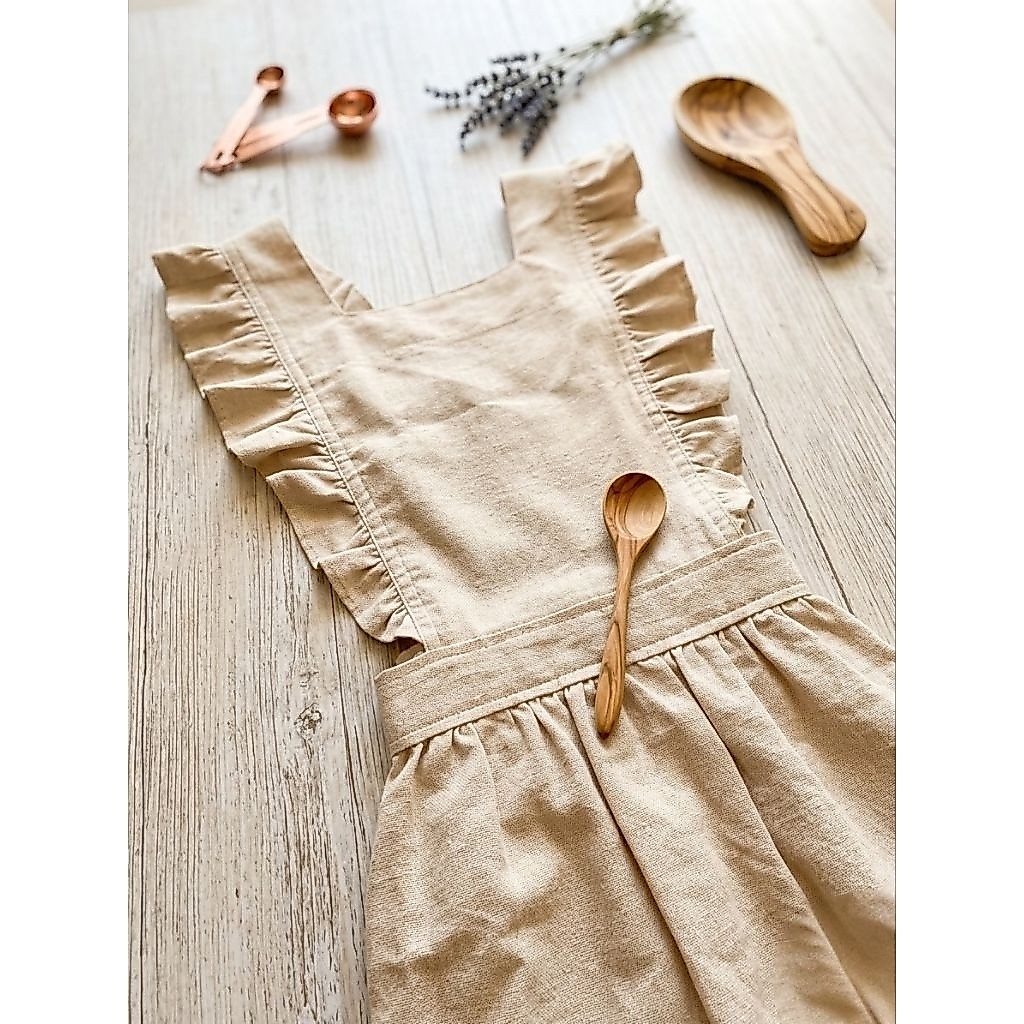 Celemek Apron Linen Ruffle / Apron Linen / Celemek Korea Jepang Ruffle