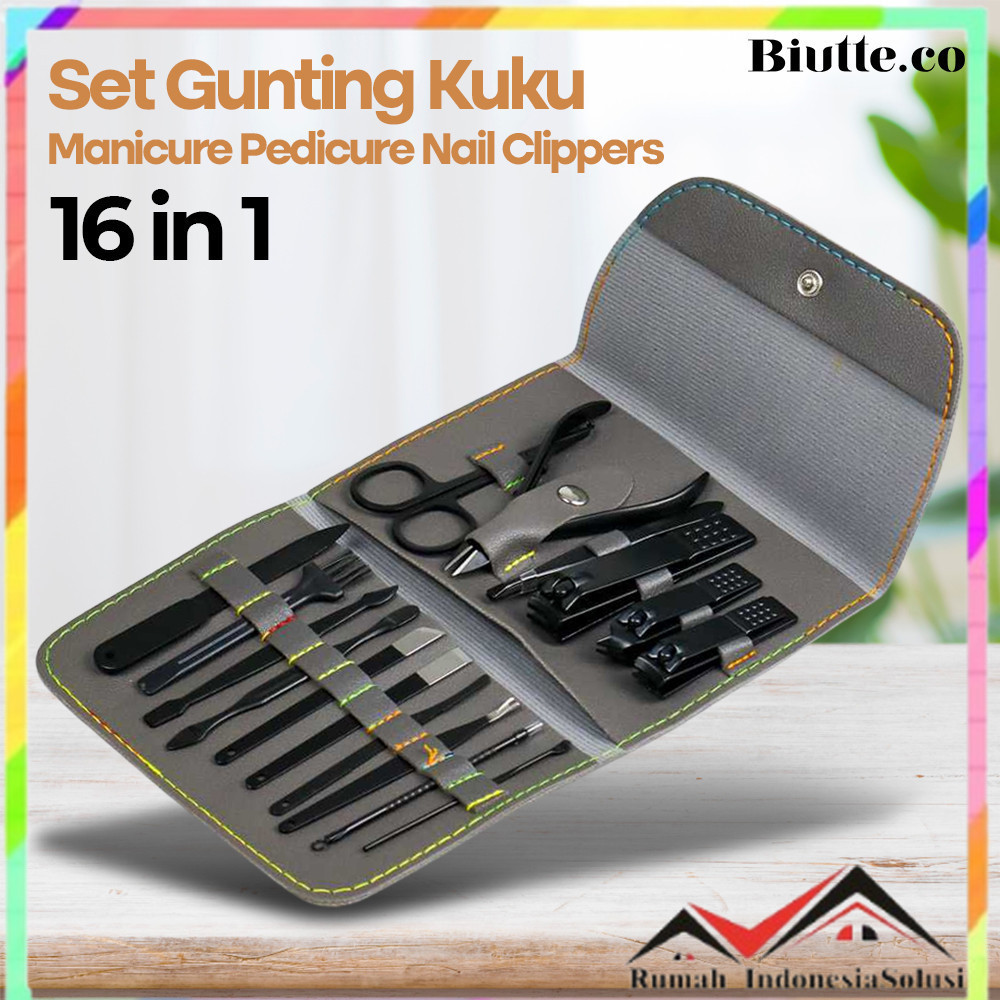 

- Biutte.co Set Gunting Kuku Manicure Nail Clippers Pedicure Kit 16 in 1 - TCT16 -