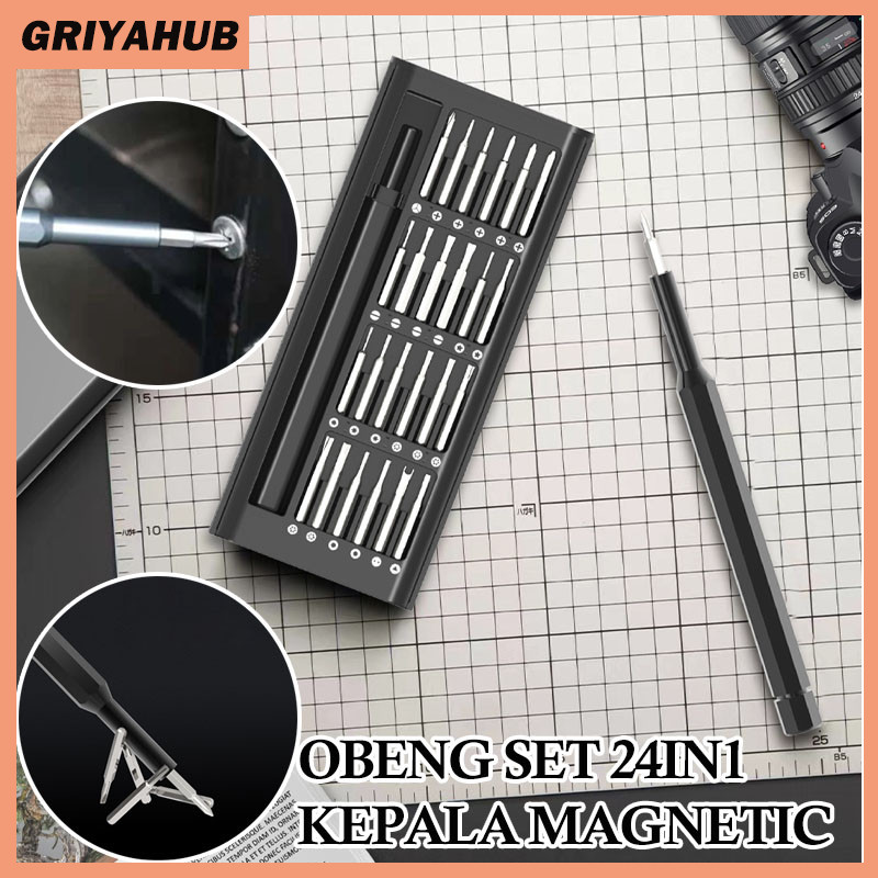 Set Obeng Magnetic Multifungsi/Obeng Set 24in1 Kepala Magnetic/Magnet Magnetic Reparasi