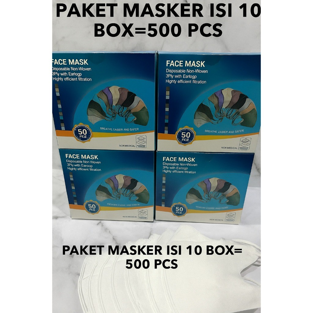 

Masker Duckbill 3 Ply Isi 10 Box @50 Pcs | Masker Medis Earloop Dewasa – Total 500 Pcs/Paket Masker Duckbill 3 Ply 10 Box x 50 Pcs
