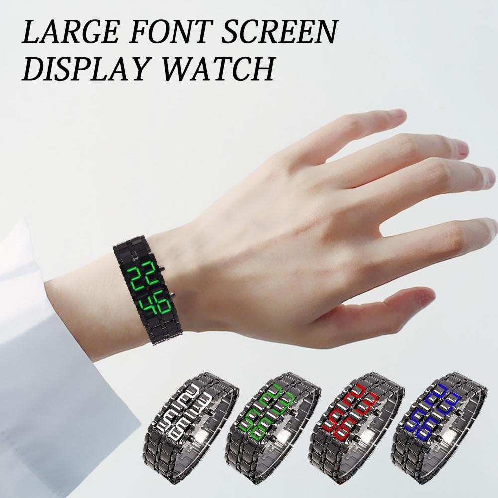 Men Digital Watch Large Screen Electroplated Men Watch Male Binary Steel Band Electronic Sport Watch