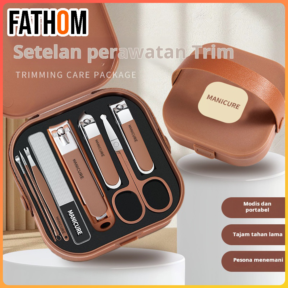 Pemotong kuku portabel, pembersih telinga, alat seni kuku, set pemotong kuku