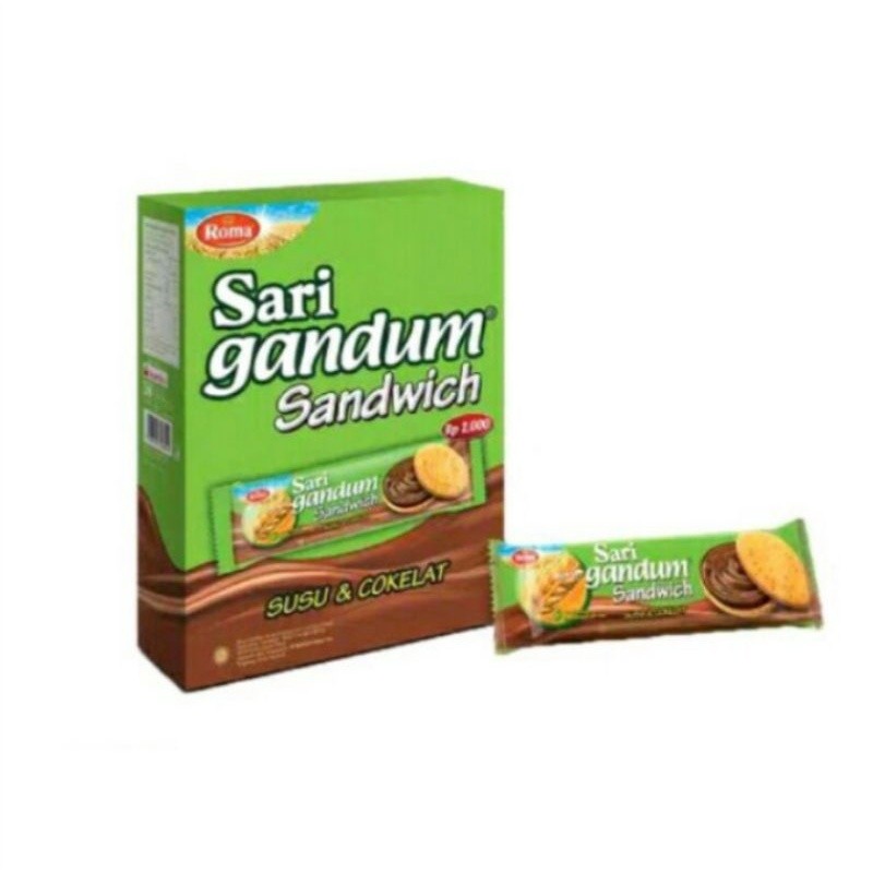 

BISKUIT SARI GANDUM BOX 12 X 27GR SANDWICH CEMILAN ANAK SEKOLAH UTUH SUSU