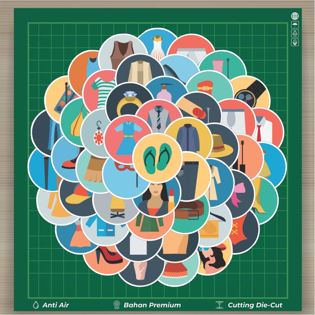 

HOT 50 PCS STIKER Stiker Ikon Datar Fashion Baju dan Sepatu SStiker Fashion Cars Decal Dingin Kartu Album Custom Vinyl Anti Air- Sticker Aesthetic Buku Journal Koper Casing HP Tablet Laptop Helm Motor Botol Minum