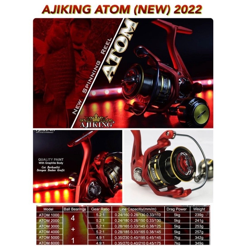 Reel SPINNING AJIKING ATOM 2022 (POWER HANDLE)