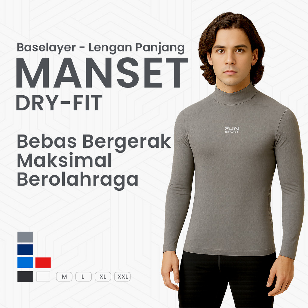 Baselayer Gunung Pria Quickdry Short Manset Dry Fit Outdoor Hiking Anti UV Gym Training