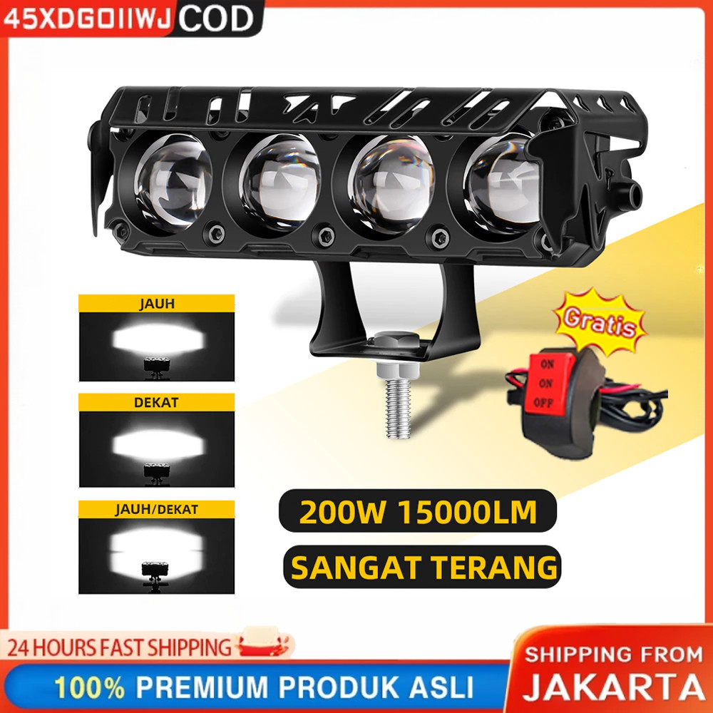 Lampu Tembak Laser SQL 4 Mata / Lampu Sorot Depan Motor Mobil Truck / Full Alumunium Premium IP68 DC
