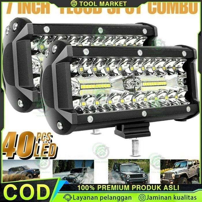 7 Inch Sorot LED Spot Lightbar Mobil Truck ATV SUV 4WD 24V 120W 36LED Bar Light 3 Rows Work Light Co