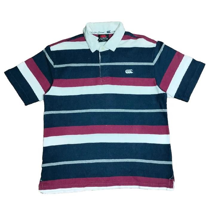 kaos polo shirt strip CANTERBURY 4 colour block kaos kerah pria salur size M Baju Pendek Stripe Moti