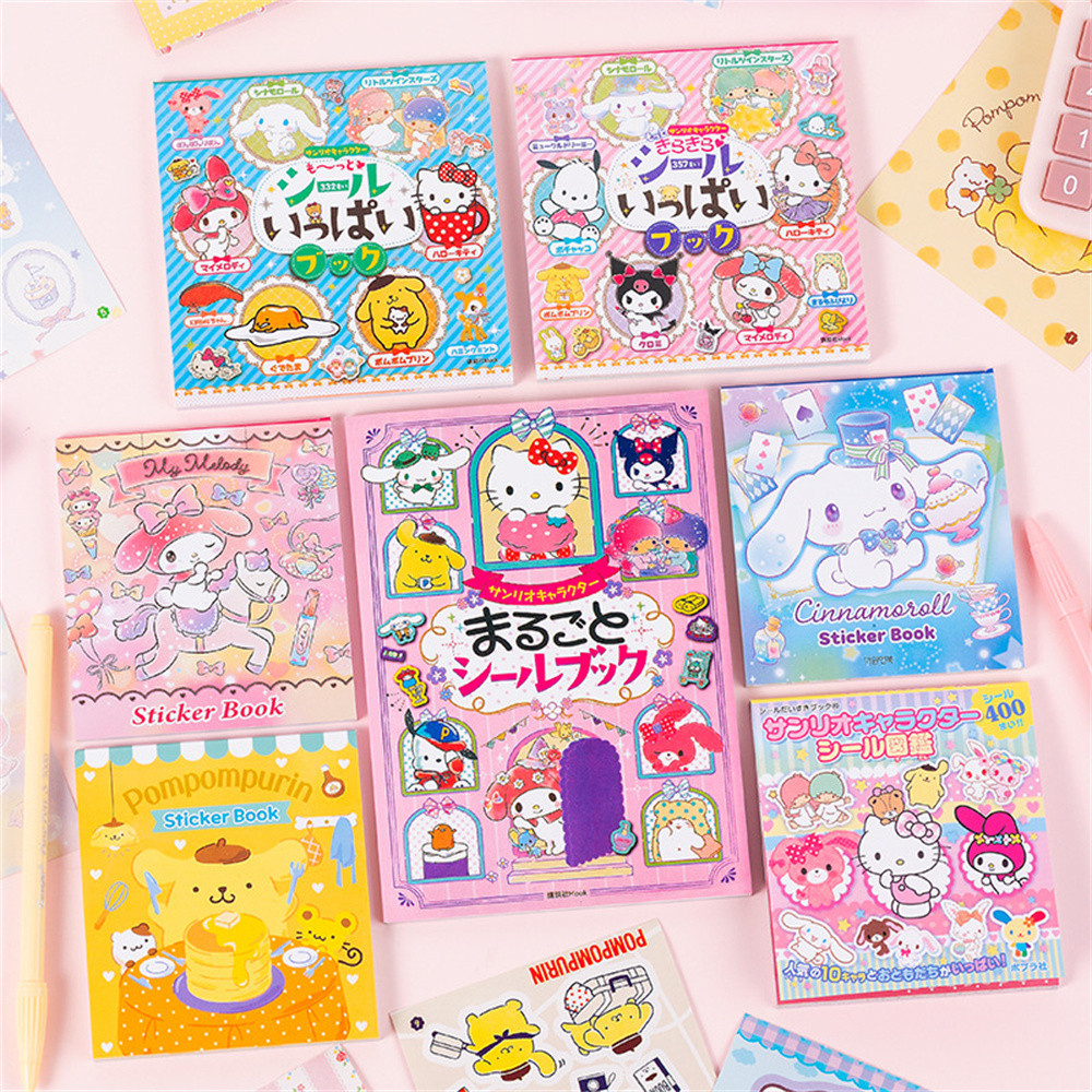 

New Sanrio Hello Kitty Sticker Book Melody Cinnamoroll Goo Card Cartoon Cute Sticker Hand Account Decoration Kids Toys Gifts