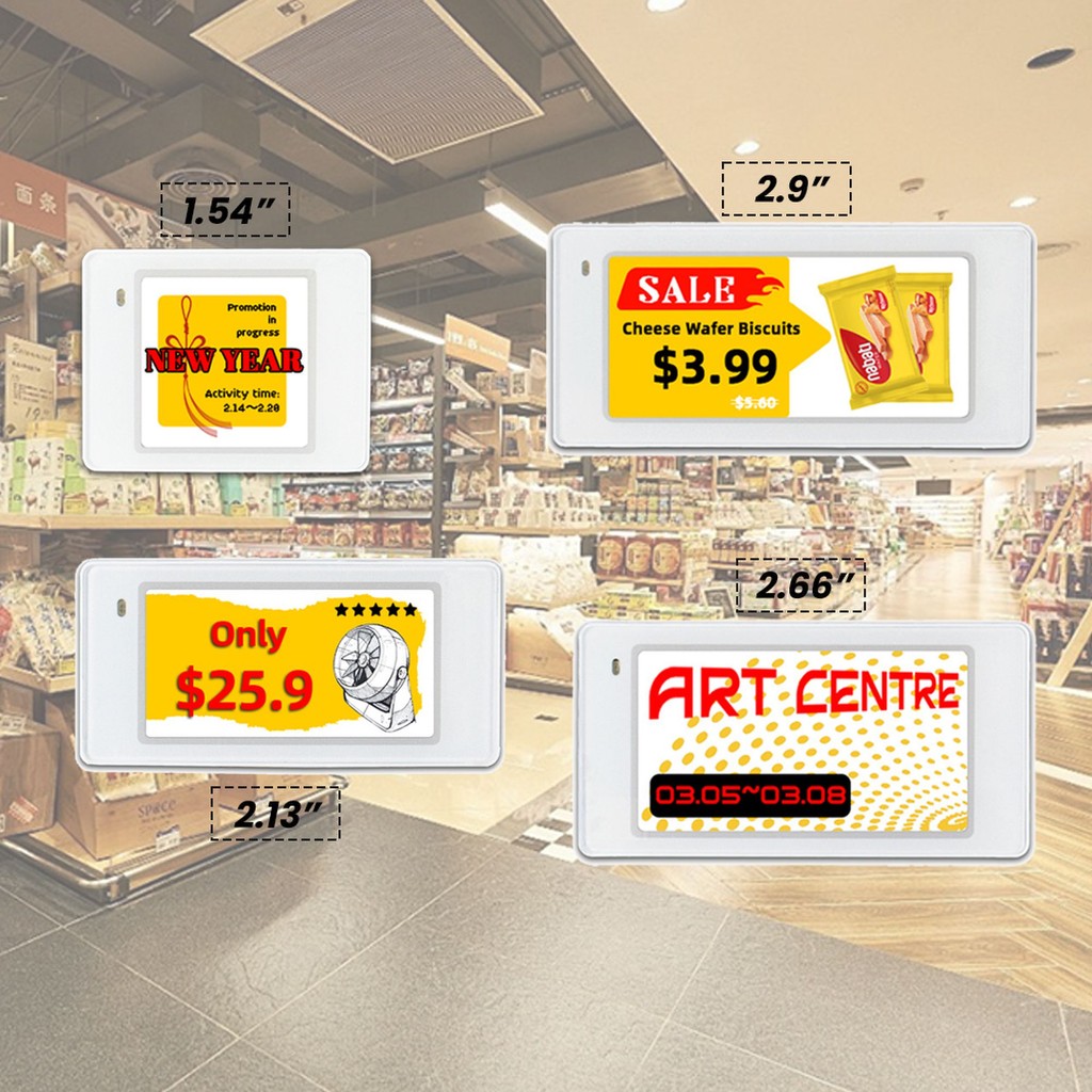 

Retail 1.54" 2.13" 2.66" 2.9" Electronic Shelf Price Label Four Color Ble Price Tag