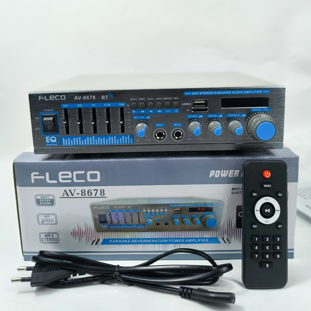 Terlaris Professional Power Amplifier Bluetooth FLECO AV-8678 BT 1200W | Amplifier Penguat Audio Spe