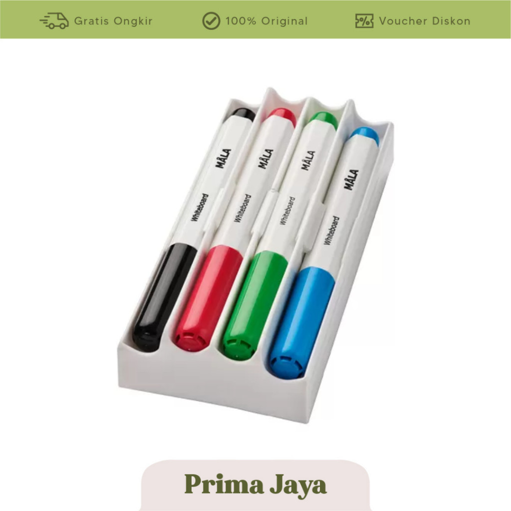 

BEST CHOICE IKEA MÅLA Spidol papan tulis+tempat/penghapus, warna campuran 4PCS